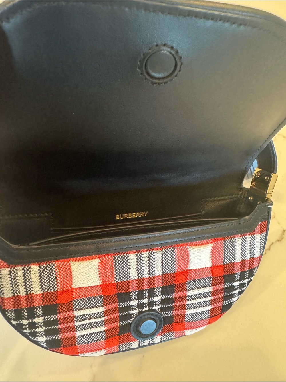 Burberry Red Black White Plaid Mini Shoulder Bag - Picture 3 of 12
